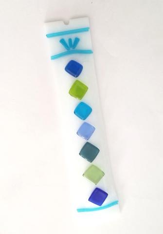 Blue Green Argyle Mezuzah