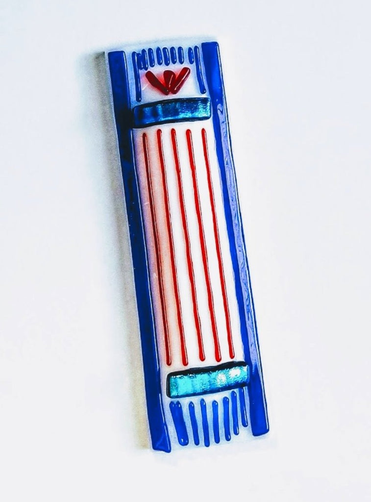 tallit mezuzah red white and blue
