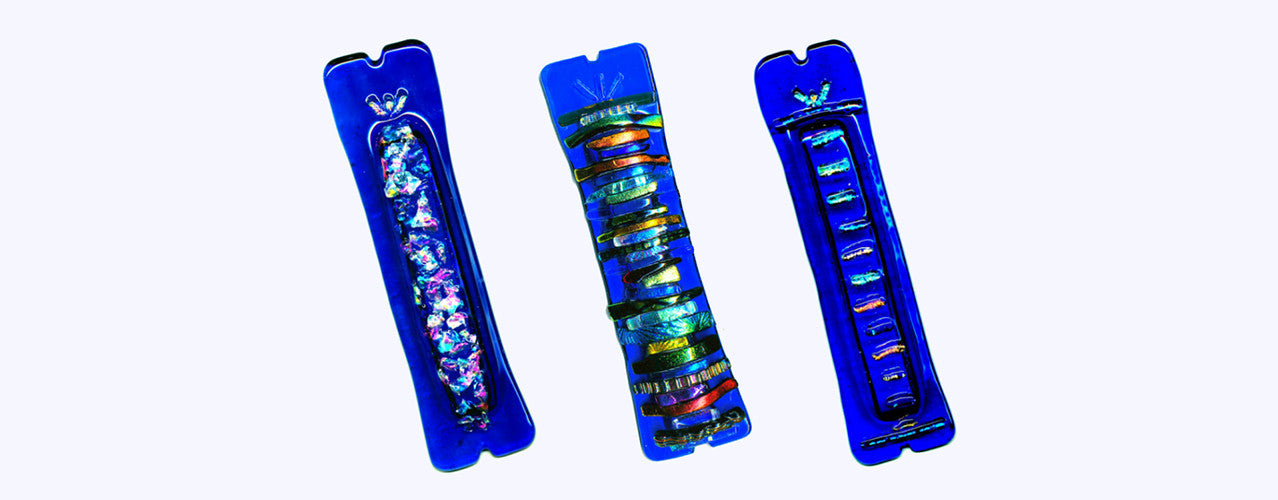 blue glass mezuzah series