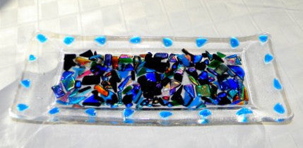 blue pebbles glass tray