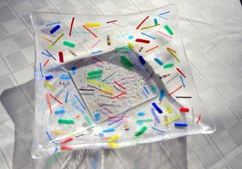 Origami Shaped Confetti Glass Dish