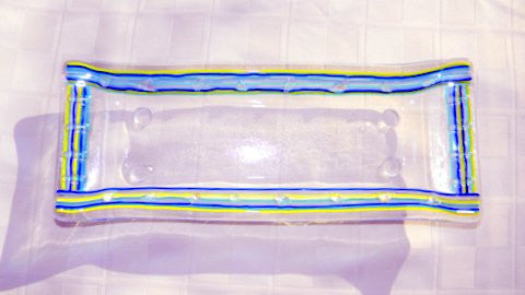 electric stripes glass tray
