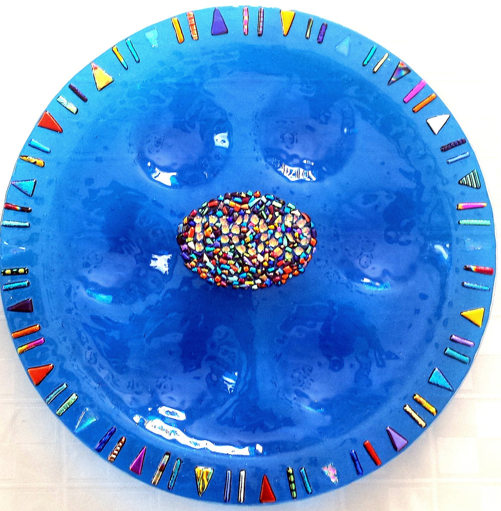 aztec mosaic glass seder plate