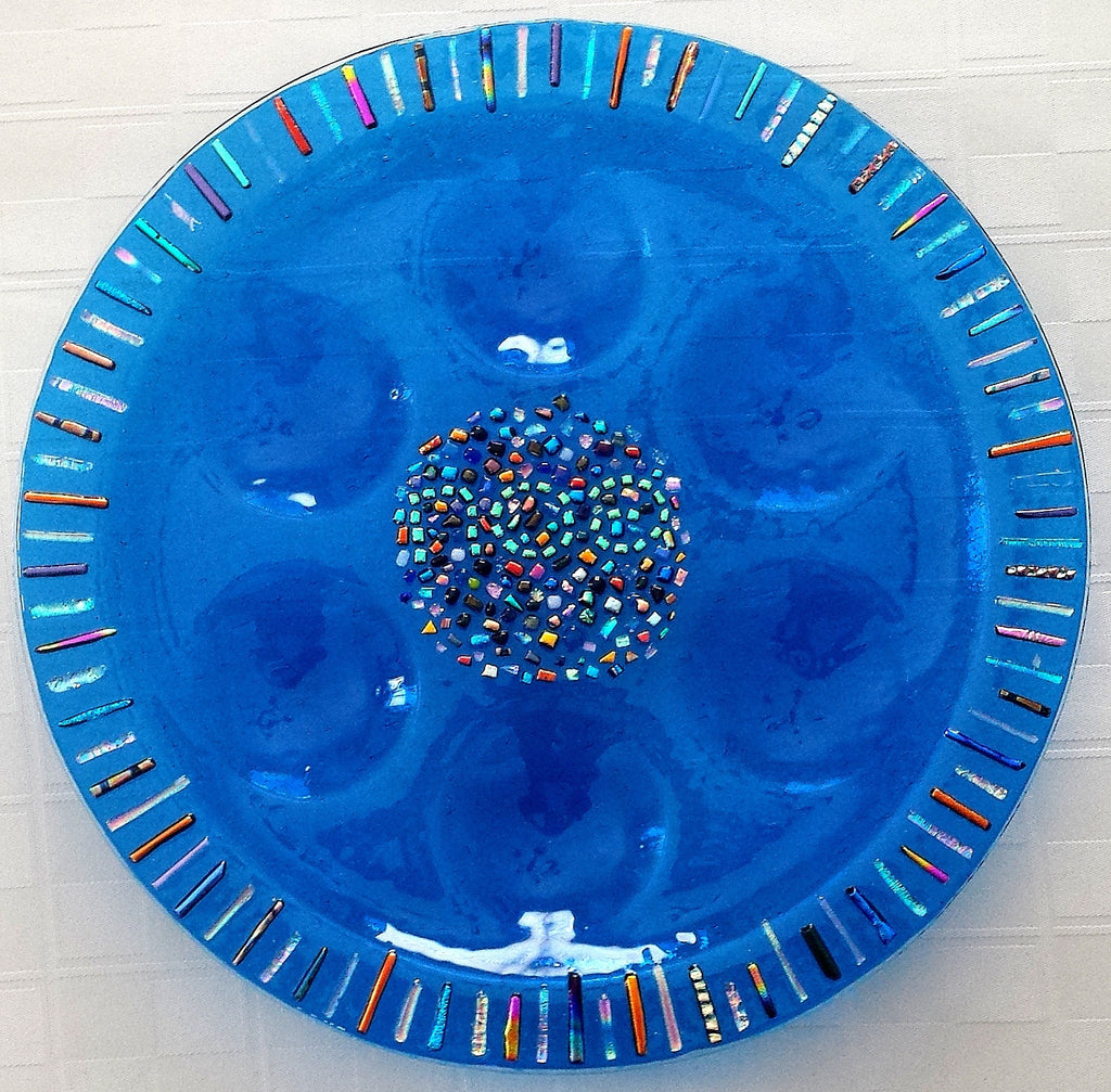 lineal mosaic glass seder plate