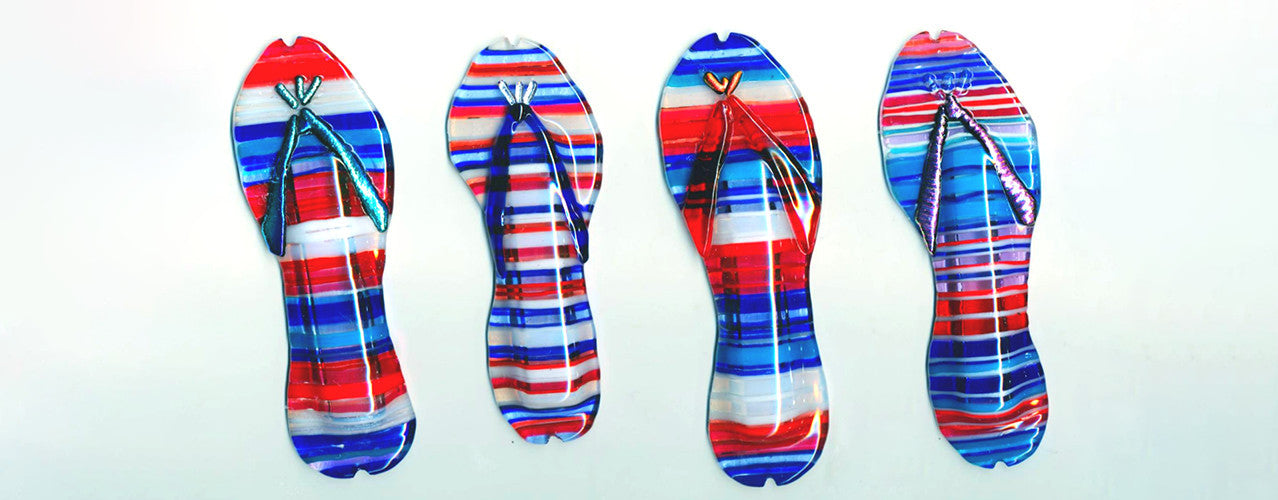 USA red white and blue flip flop mezuzah series
